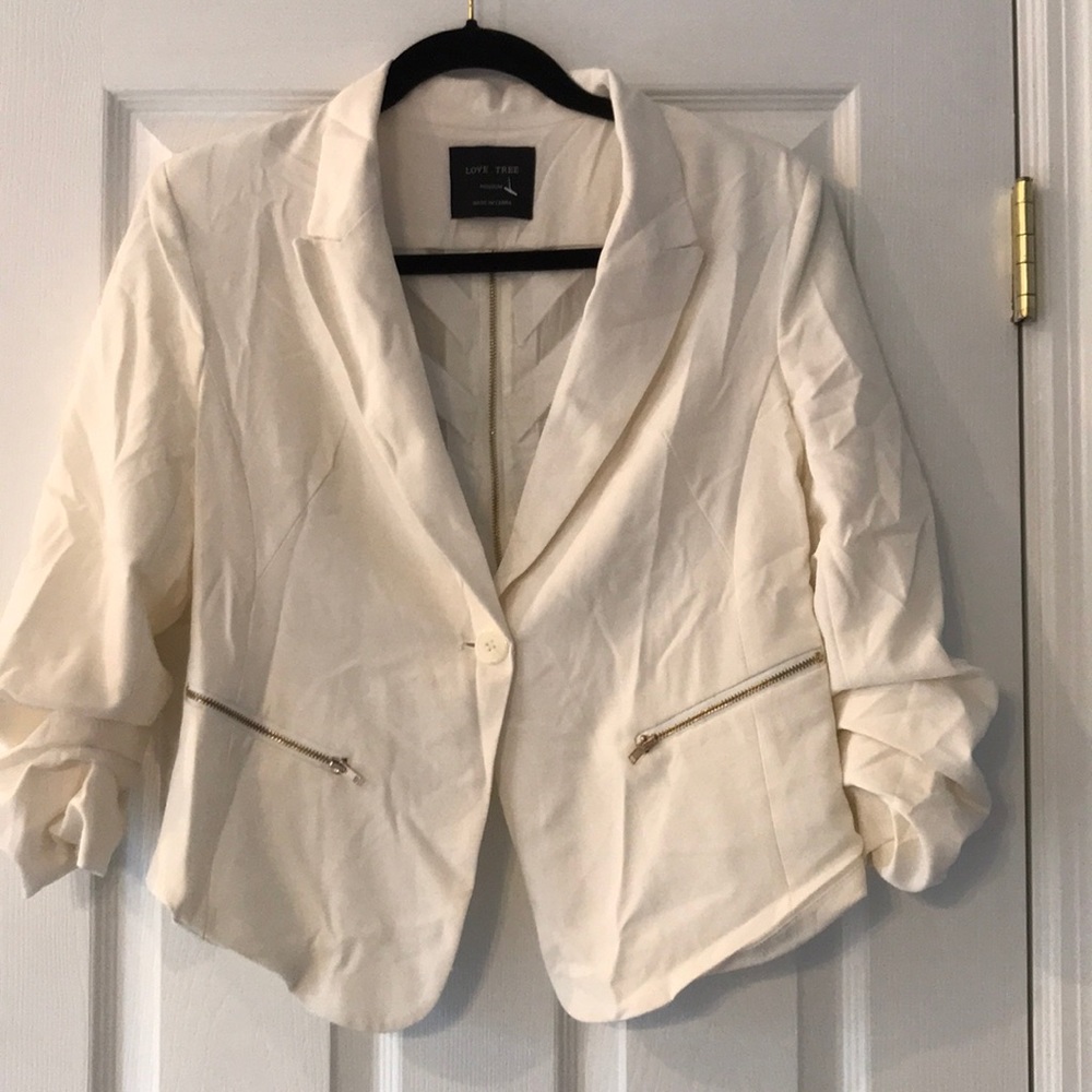 Cream Blazer with cut out detail